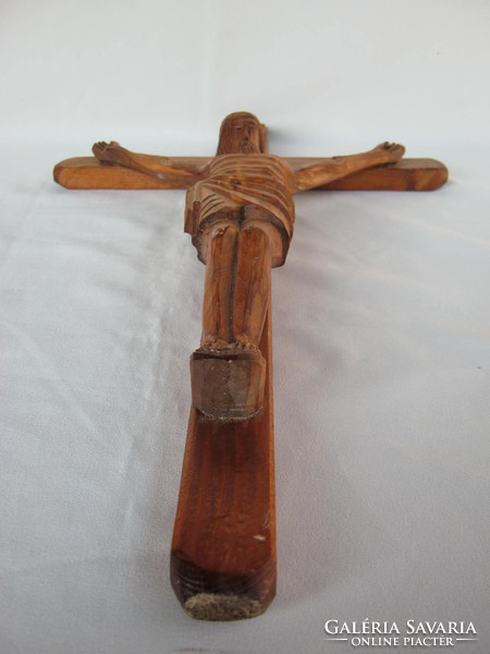 Large 49 cm carved wooden cross crucifix