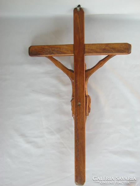 Large 49 cm carved wooden cross crucifix