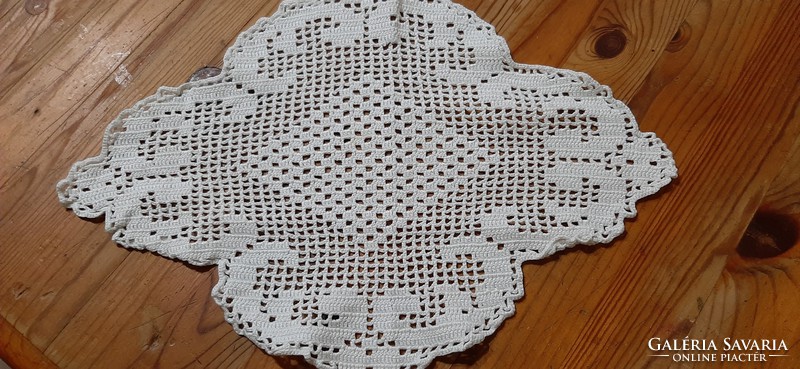 2 pieces of Art Nouveau crochet lace tablecloth under porcelain