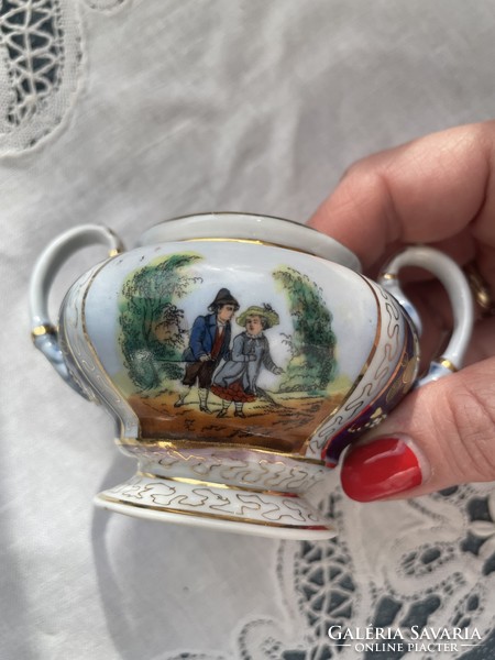 Antique baroque significant hand-painted sugar bowl without lid
