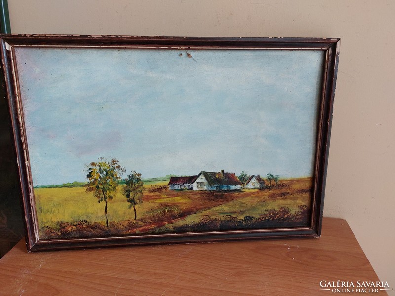 (K) farm in the lowlands s ferenc 1994 58x39 cm with frame, painted on cardboard
