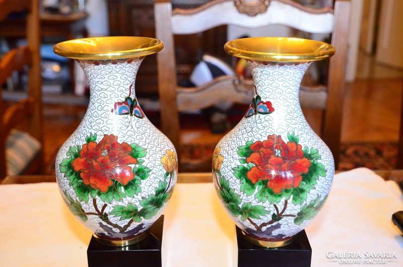 Pair of Chinese enamel vases