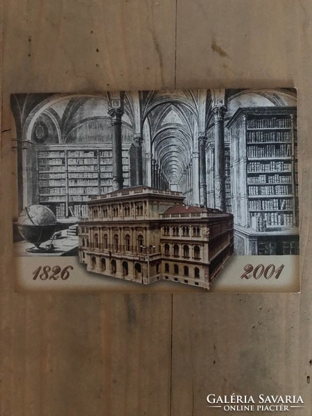 Képeslap.A MTA könyvtára 1865-ben/egykoru metszet részlet .175 éves 2001.Gróf Teleki József portréja