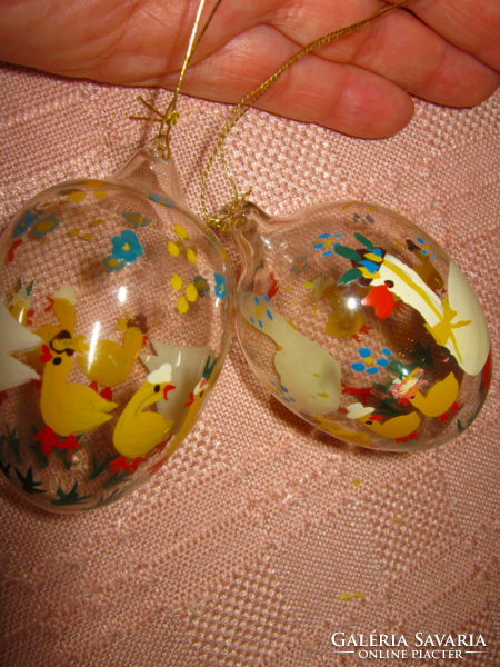 2db retro üveg festett húsvéti tojás dekoráció