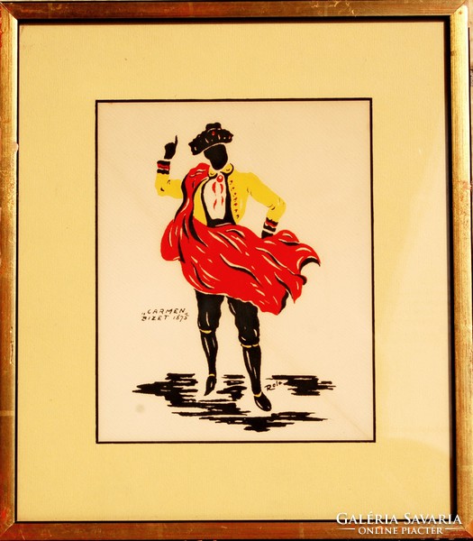 Rola: Carmen, Bizet, 1875 - színes litográfia, keretezve