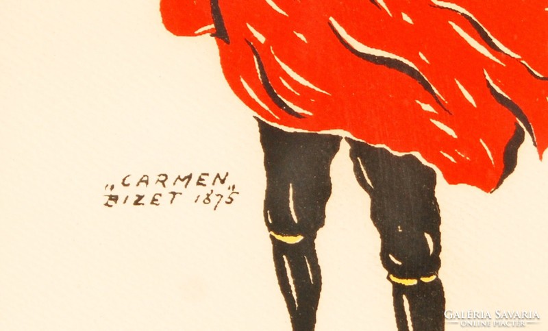 Rola: Carmen, Bizet, 1875 - színes litográfia, keretezve