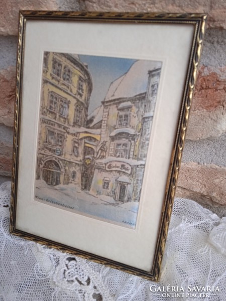 Silk picture in metal frame