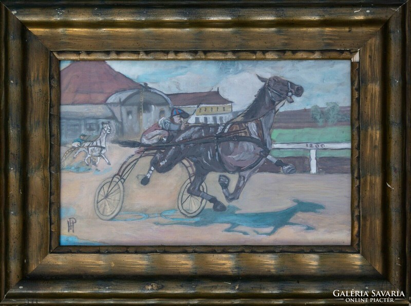 Antique painting of a horse race