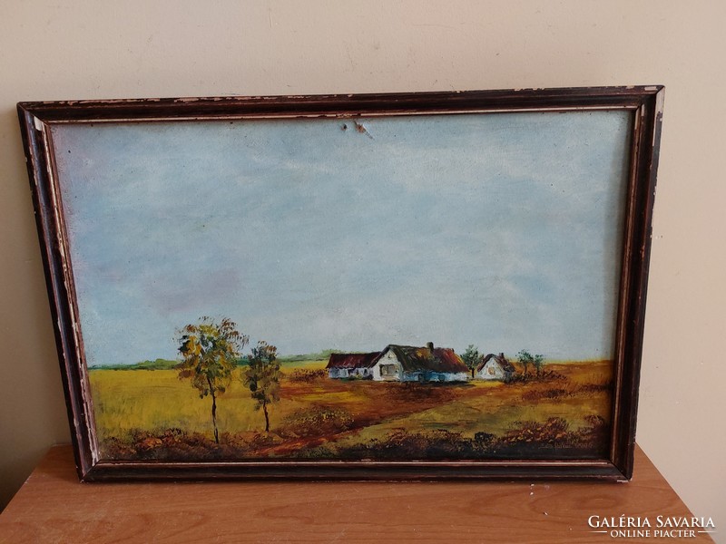 (K) farm in the lowlands s ferenc 1994 58x39 cm with frame, painted on cardboard