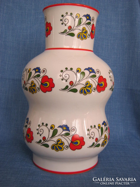 Zsolnay porcelán virágmintás nagy méretű mutatós öblös váza 30 cm
