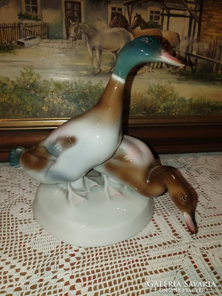 A pair of beautifully painted marked ducks from Zsolnay