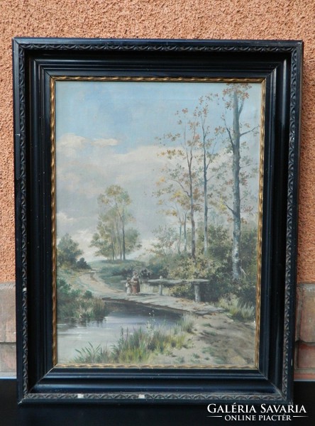 Antique painting with T m sign