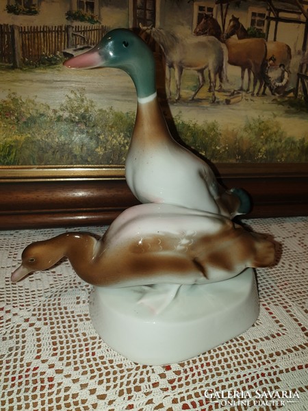 A pair of beautifully painted marked ducks from Zsolnay