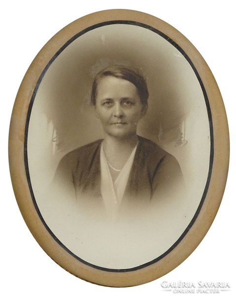 1H582 Antik keretezett női portré fotográfia 31 x 28 cm