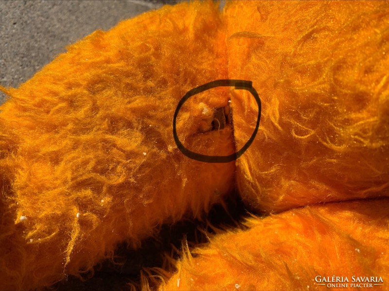 Antik narancssárga maci, nagy méret 62 cm.