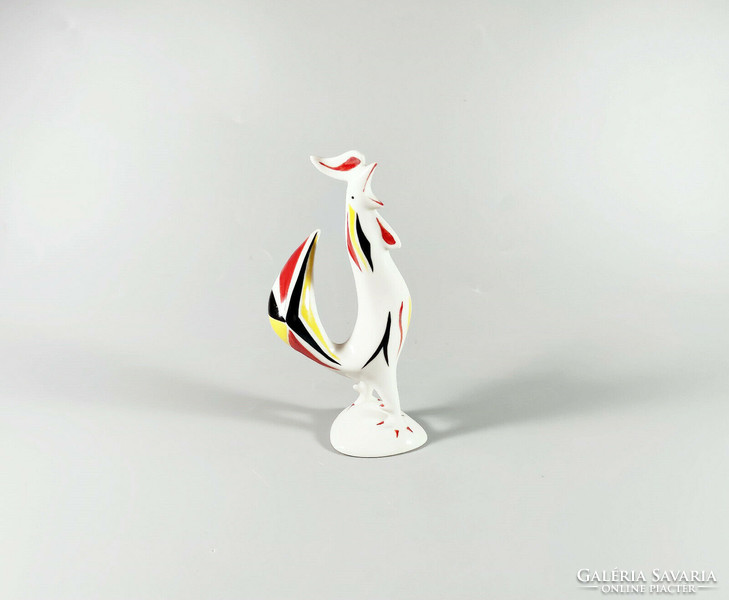 Ravenhouse, mid-century modern rooster hand-painted porcelain figurine, flawless! (J010)