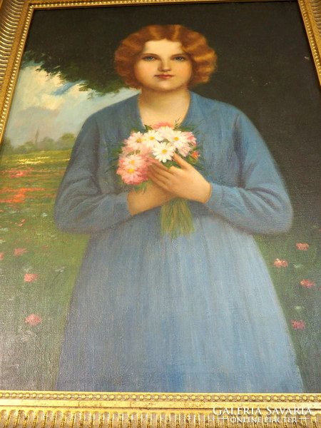 John Pammer: woman with bouquet of flowers