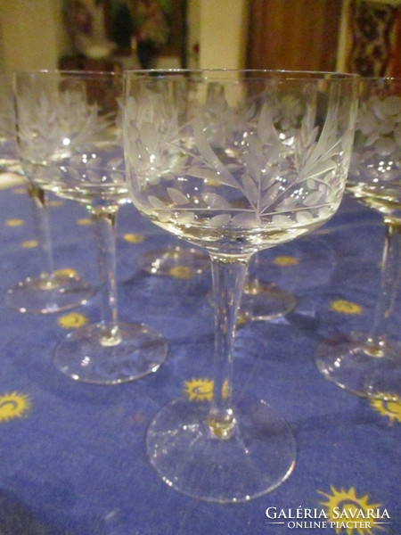 6 pcs polished engraved old elegant glasses 15 cm high in flawless condition