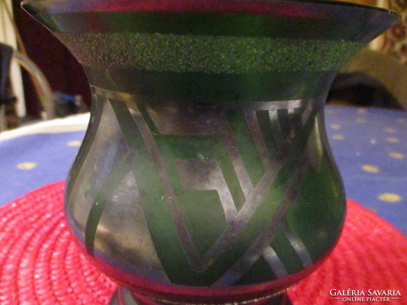 Vmf, lötz? Rare beautiful silk-touch old Jugendstil vase with silver decoration from 1920