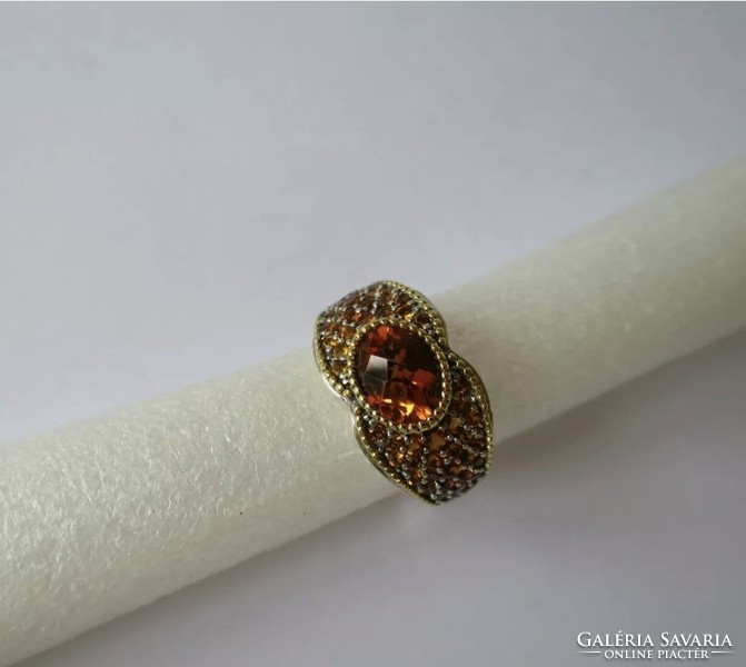 Fabulous madeira citrine gemstone ring ○1.8Cm