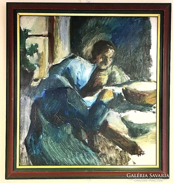 Schubert Ernő (1903 - 1960):Öregasszonyok,olaj-karton