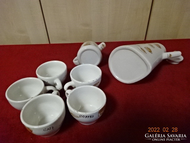 German glazed ceramic five-person coffee set with cafe espresso inscription. He has! Jókai.