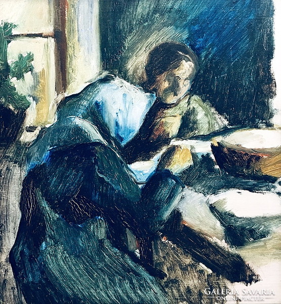 Schubert Ernő (1903 - 1960):Öregasszonyok,olaj-karton
