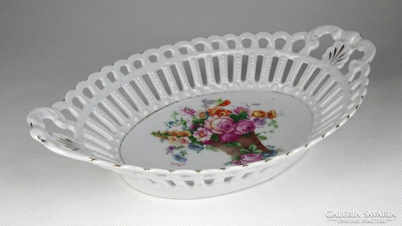 1H504 old openwork porcelain table middle serving basket 27 cm