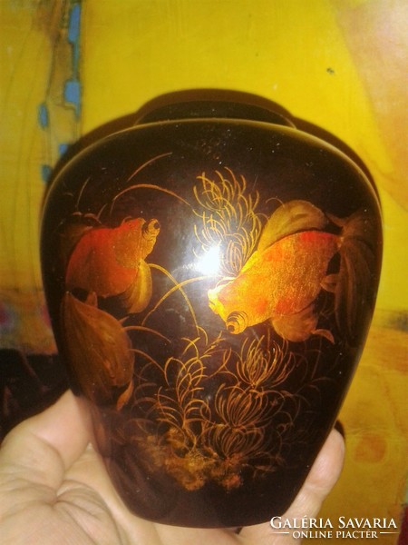 Old marked Vietnamese applied / folk art lacquer vase 60/70s