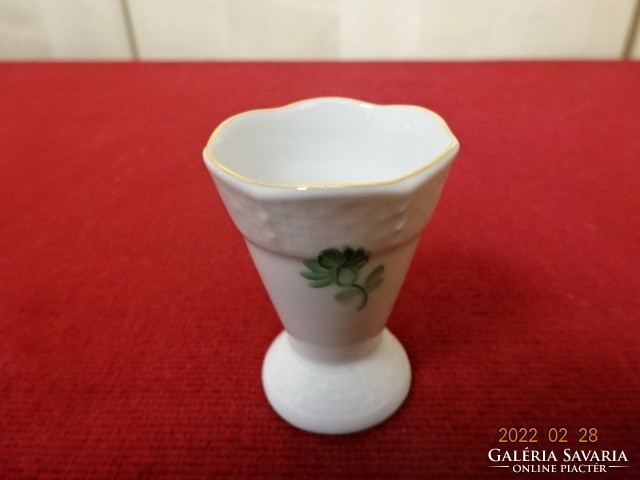 Herendi porcelán antik mini váza, zöld mintával,  magassága 5 cm. Vanneki! Jókai.