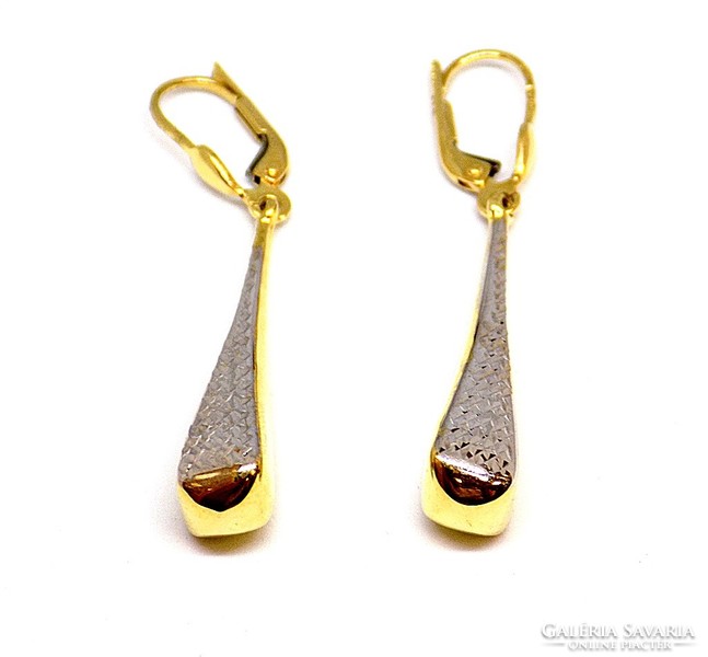 Yellow and white gold engraved dangling earrings (zal-au104880)