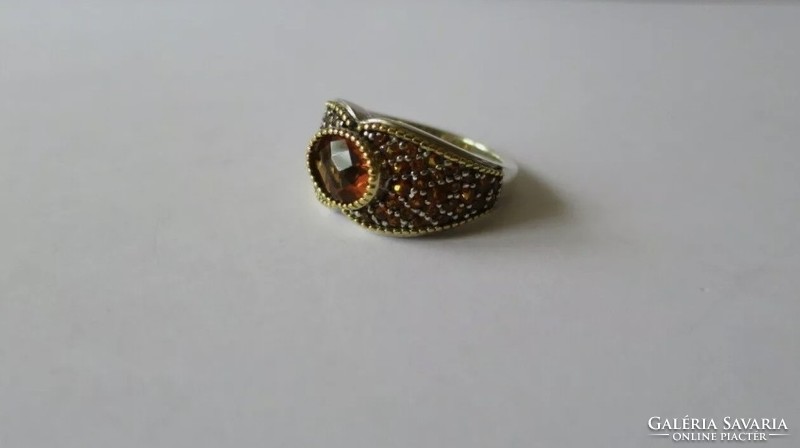 Fabulous madeira citrine gemstone ring ○1.8Cm