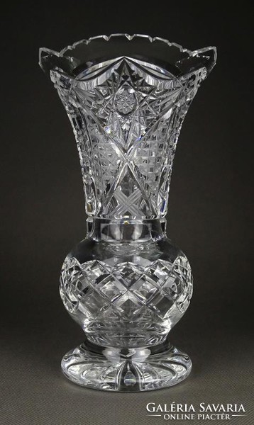 1H508 Régi hibátlan talpas csiszolt kristály váza 22 cm