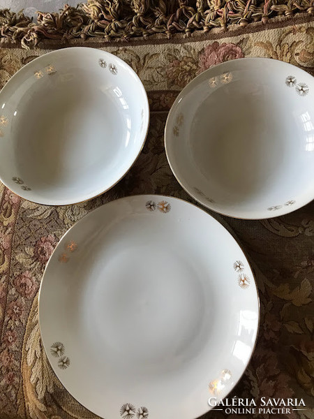 White porcelain garnished bowls