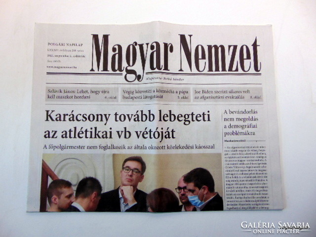 2021 September 2 / Hungarian nation / birthday original newspaper :-) no .: 20491
