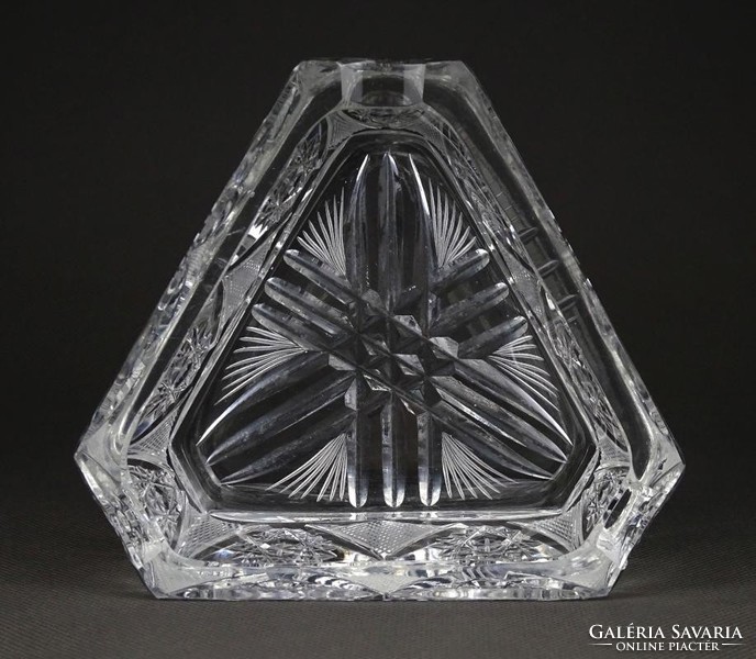 1H509 Régi vastagfalú csiszolt kristály hamutál 13 cm