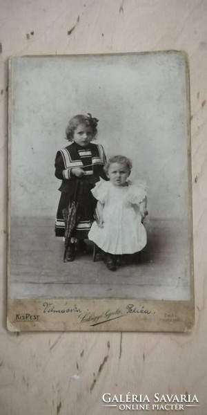 Antique children's photo from the workshop of Gyula Kispest