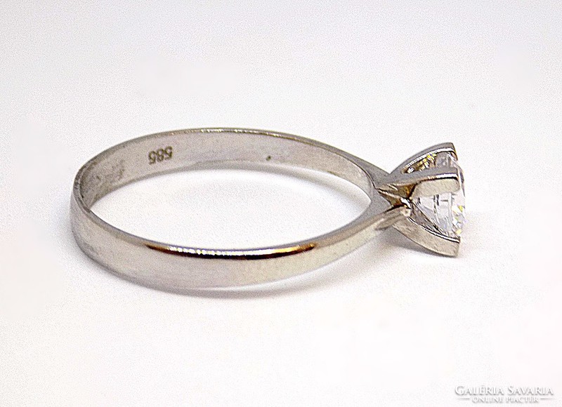 Fehér arany köves szoliter gyűrű (ZAL-Au91988)