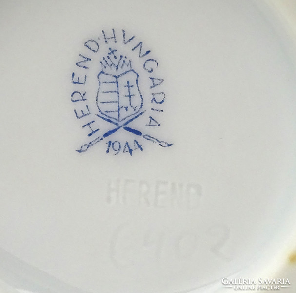 1H511 old Herend rothschild patterned lion-legged porcelain pot 1944