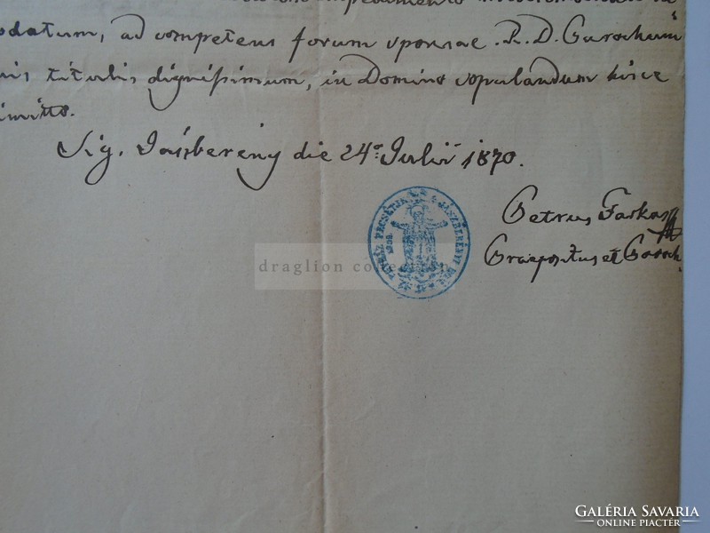 Za391.5 Old document Jászberény - Rácz mihály - 1870 petrus wolf