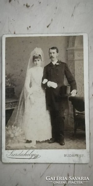 Antique wedding photo from his workshop in Budapest, Wednesday