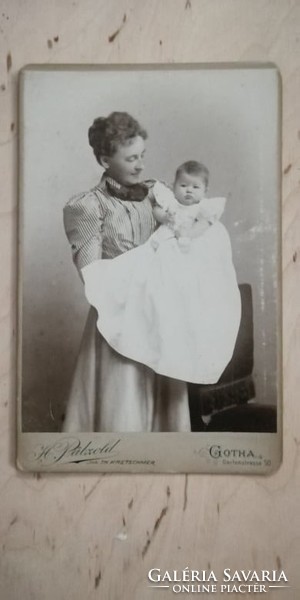 Antique lady and little daughter photo from 1898