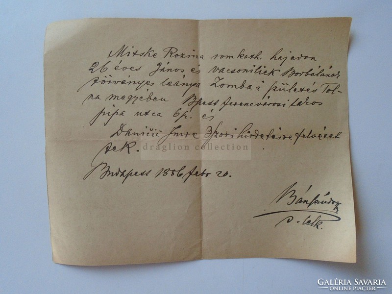 ZA392.5  Régi dokumentum  Budapest - Mitske Rozina - ZOMBA (Tolna) Daniczi (Danicz) 1886