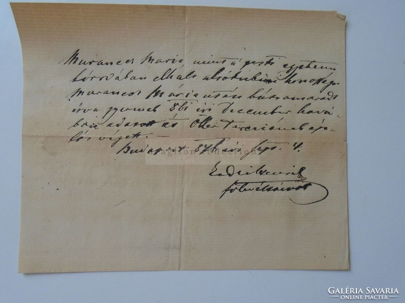 ZA391.10 Régi dokumentum  Budapest   1876  Alsókubin - Muranics Mária