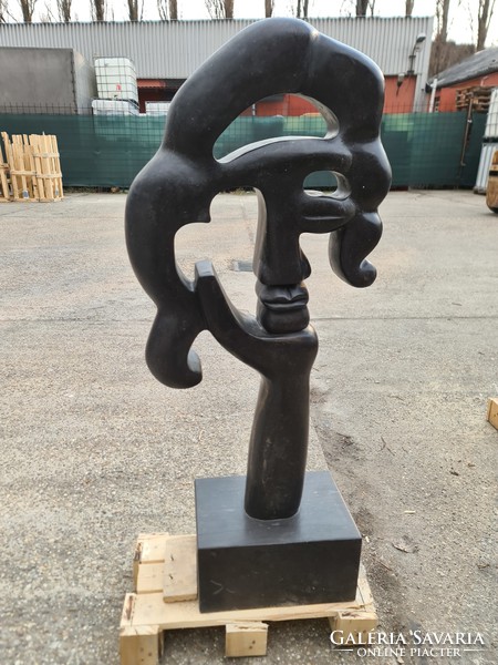 Black abstract non-figurative marble sculpture