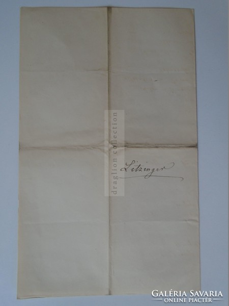 Za393.9 Old document budapest 1876 - anton litzinger - -maria goldschmidt - (courtyard, tolna)