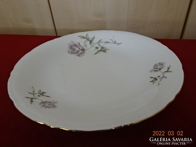 Csehszlovák porcelán kerek húsos tál, rózsa mintás. Vanneki! Jókai.