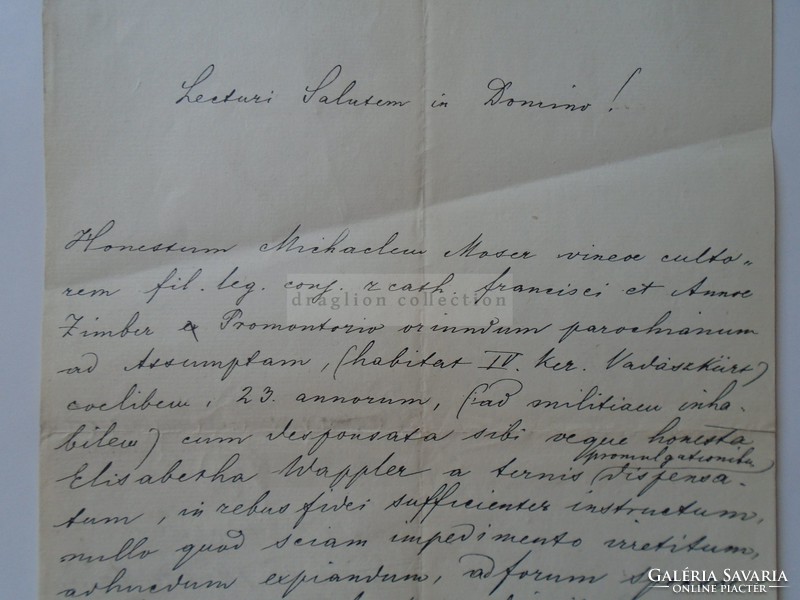 ZA392.3 Régi dokumentum  Budapest  Moser - Zimber  1875 Budapest  Carolus Veczinger