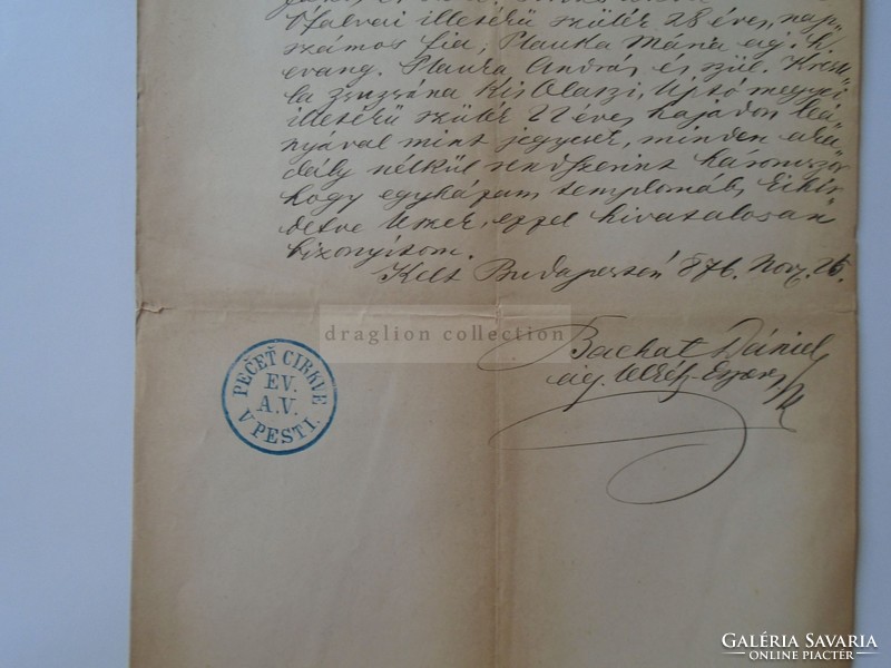 Za392.1 Old document Budapest Archbishop Daniel Bachát Archbishop - 1876 woisz ferencz