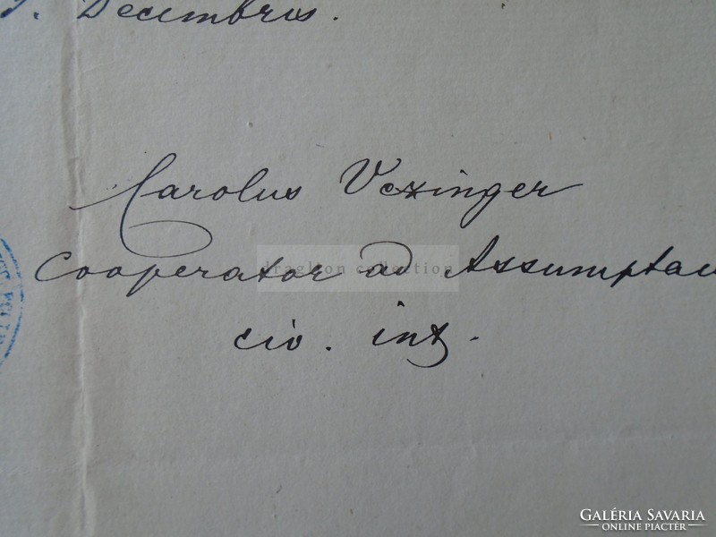 ZA393.10 Régi dokumentum  Budapest  1876 -  Franciscum PÁLFI - Maria LERCH -Carolus Vezinger sign.